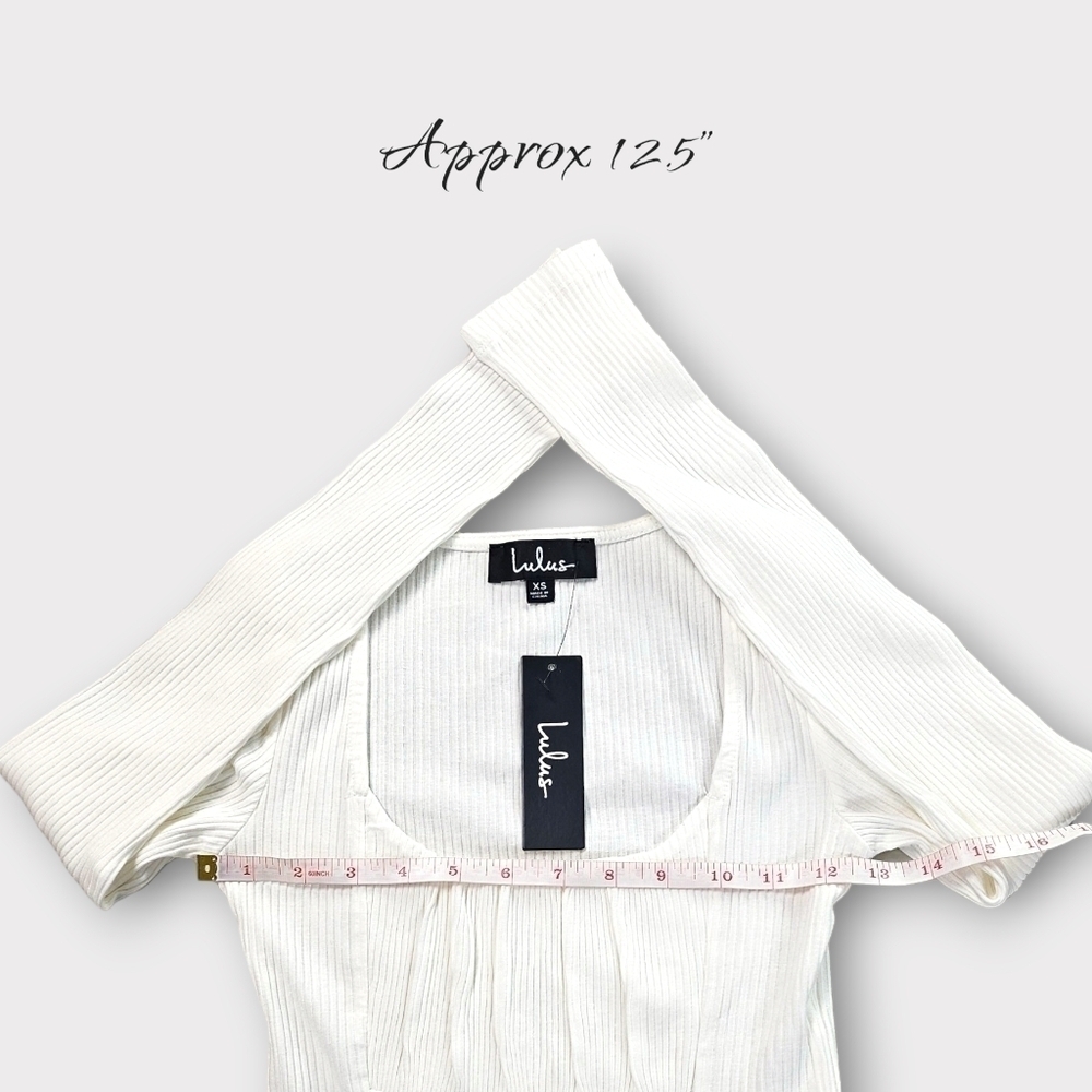 Lulu's White Ribbed Long Sleeve Crop Top - Picture 8 of 9